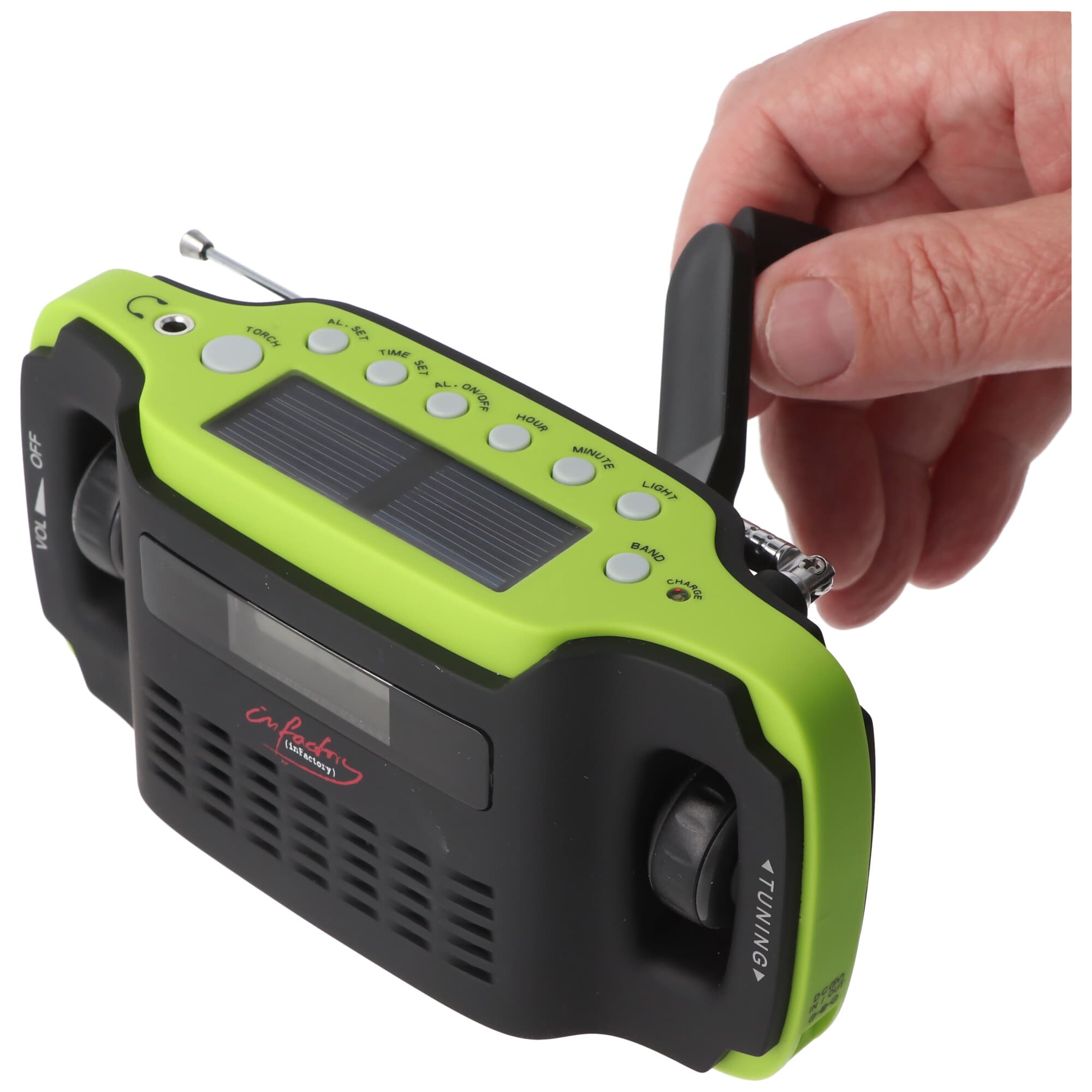 Radio valise à dynamo solaire avec lampe de poche à DEL, aucune pile requise