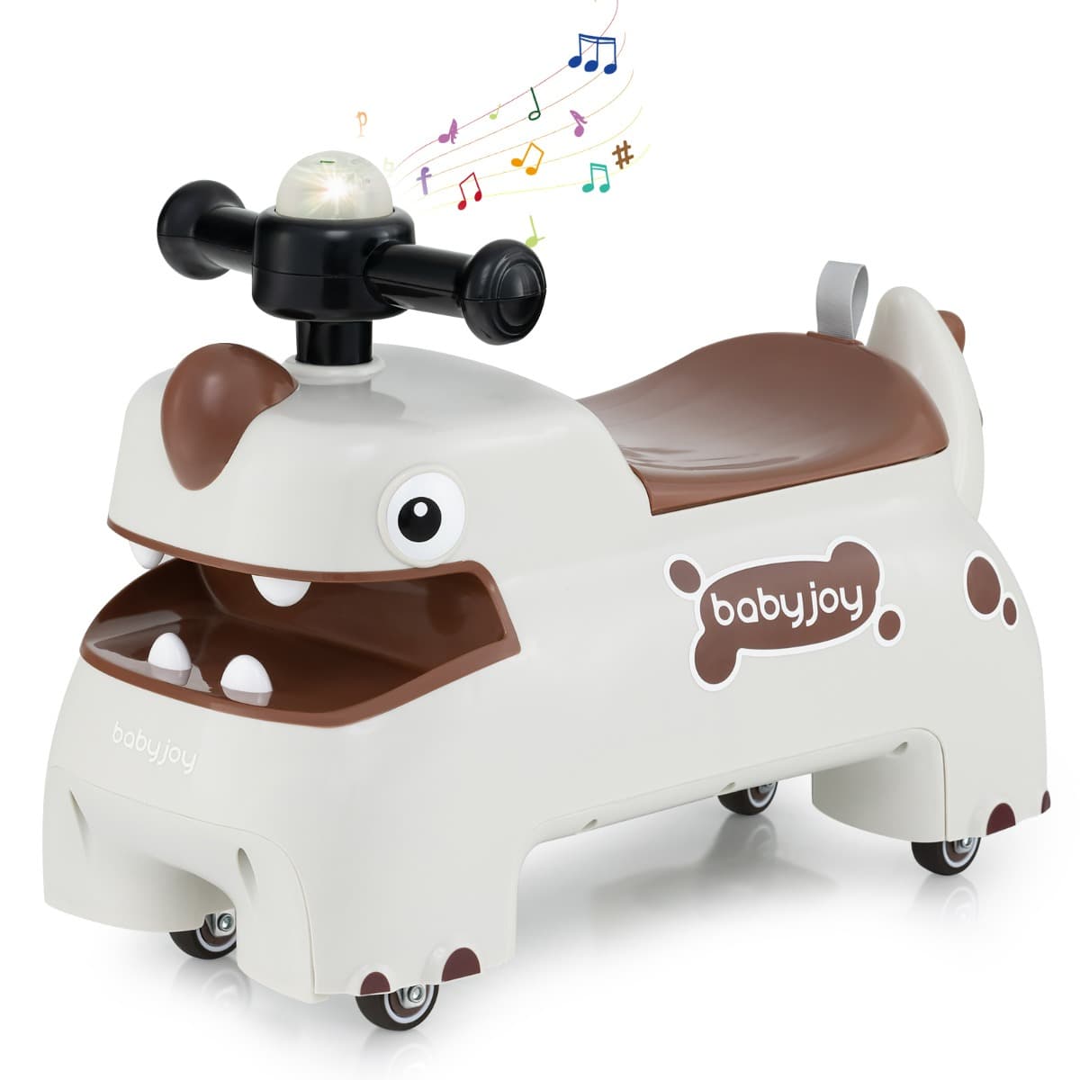 CostwayJouet de Trottinette pour Tout-petits Véhicule de Course à Chevaucher avec Espace de Rangement Sous Le Siège pour 18 Mois+ Blanc
